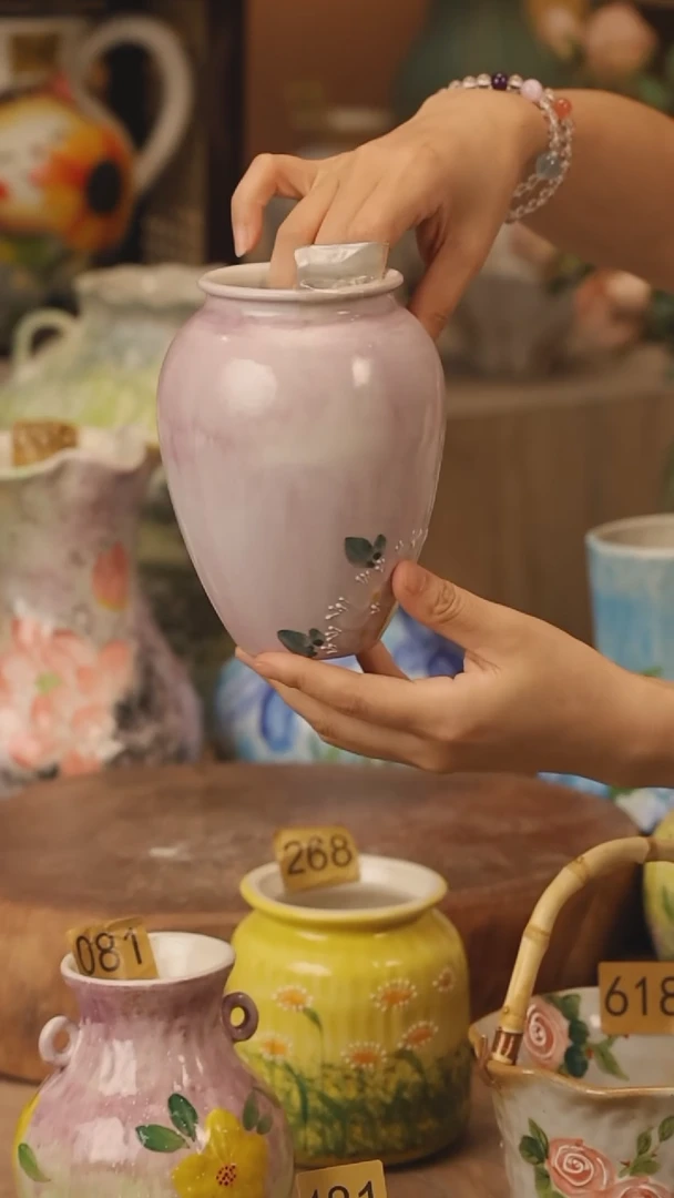 陶瓷172景德镇设计师手作花器摆件侘寂风