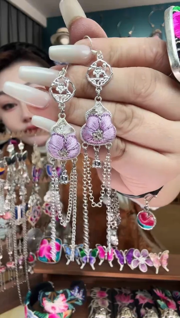 刺绣纯手工民族风刺绣耳环