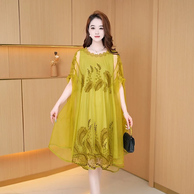【连衣裙】夏季新款时尚休闲高贵气质显瘦减龄遮肚洋气宽松连衣裙