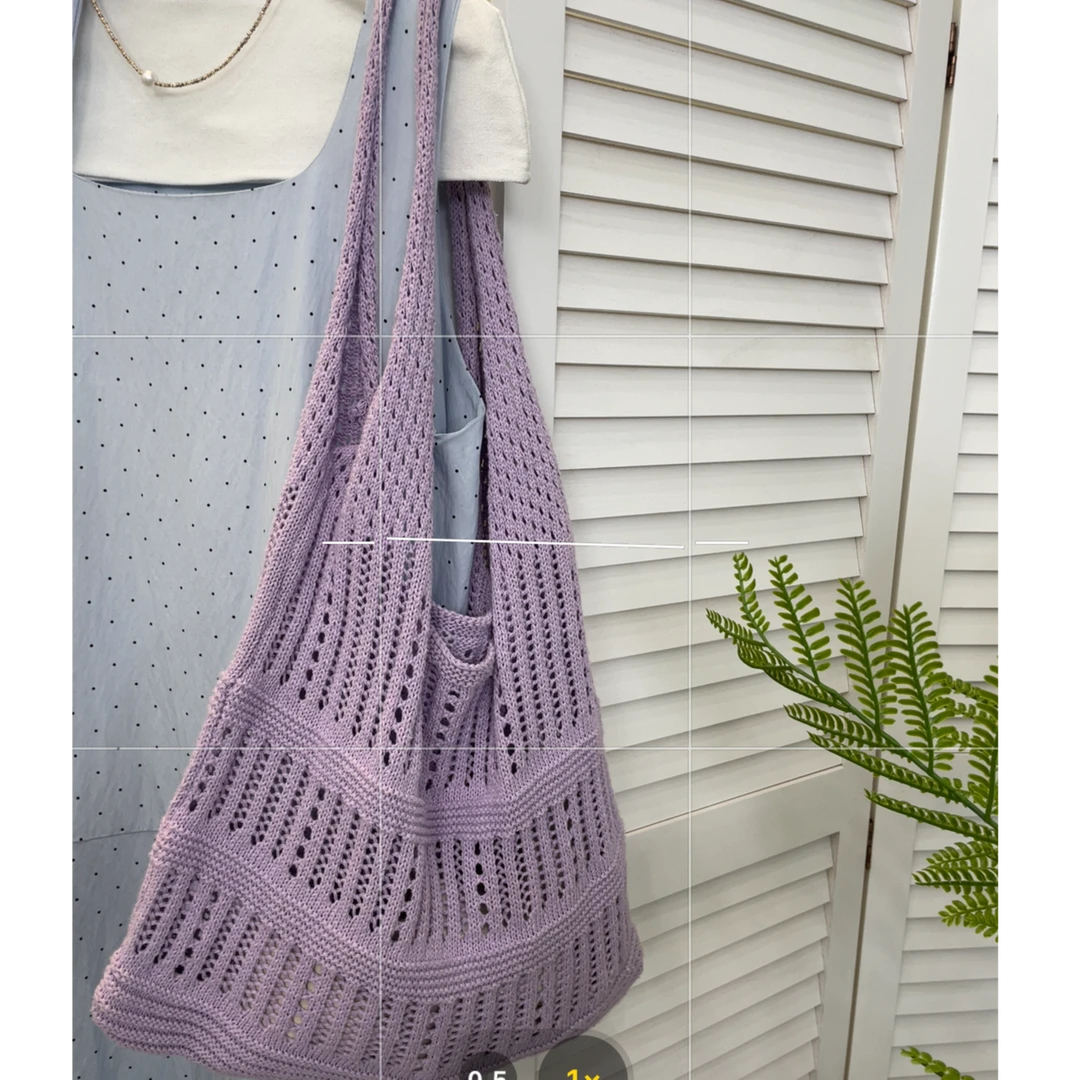 【人间绝绝紫】包包单肩包背带包ins手工包夏季镂空女士百搭休闲