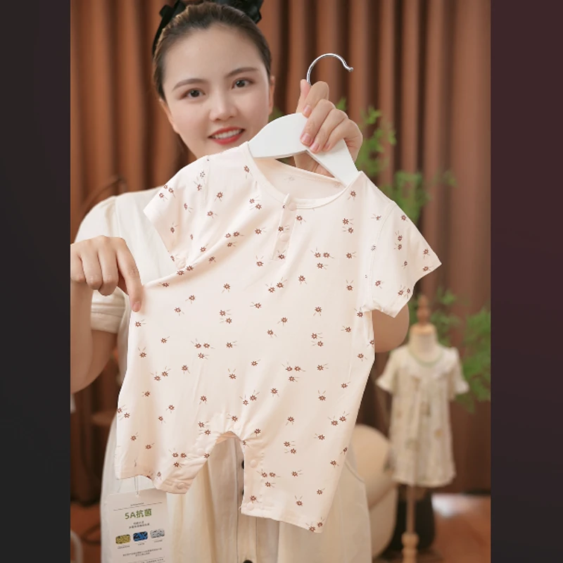 冰多啦婴幼儿连身衣宝宝短爬哈衣夏季薄款无骨