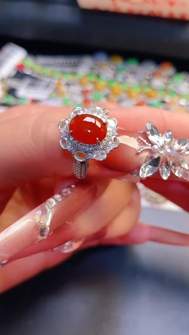 银S925镶嵌戒指翡翠天然