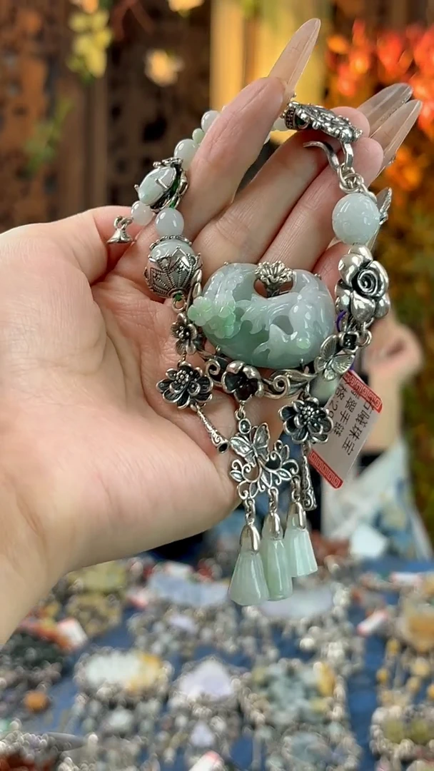 银S925镶嵌手镯翡翠手链