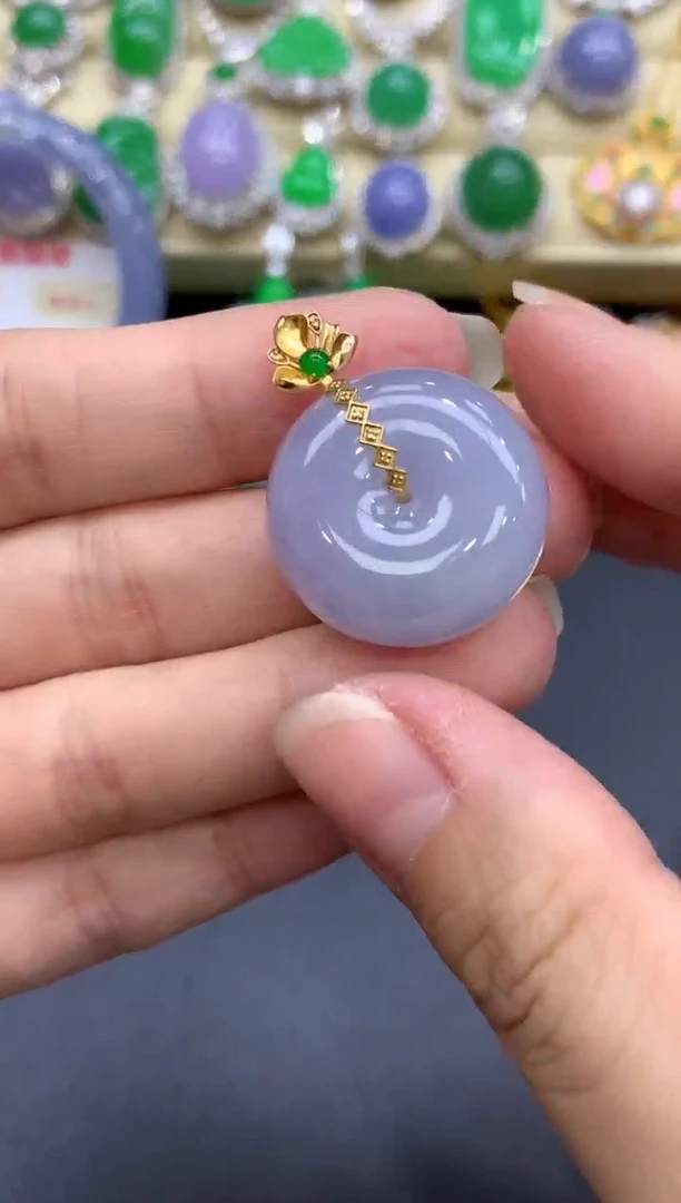 颈饰18K金镶嵌翡翠362-中国好珍宝