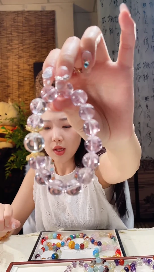水晶手串未镶嵌紫水加白水