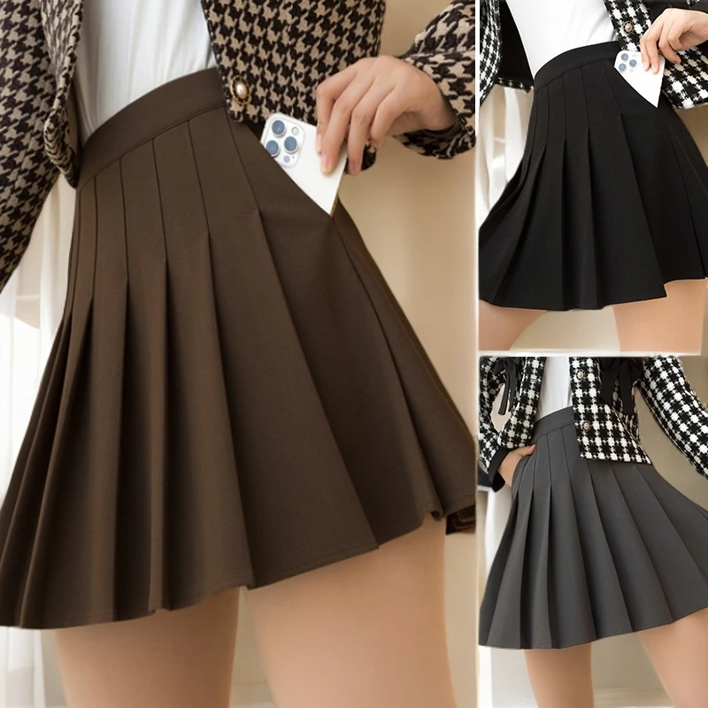 【全松紧】【厚款】【真口袋】百褶裙女高腰短裙秋冬口袋半身裙小短裙