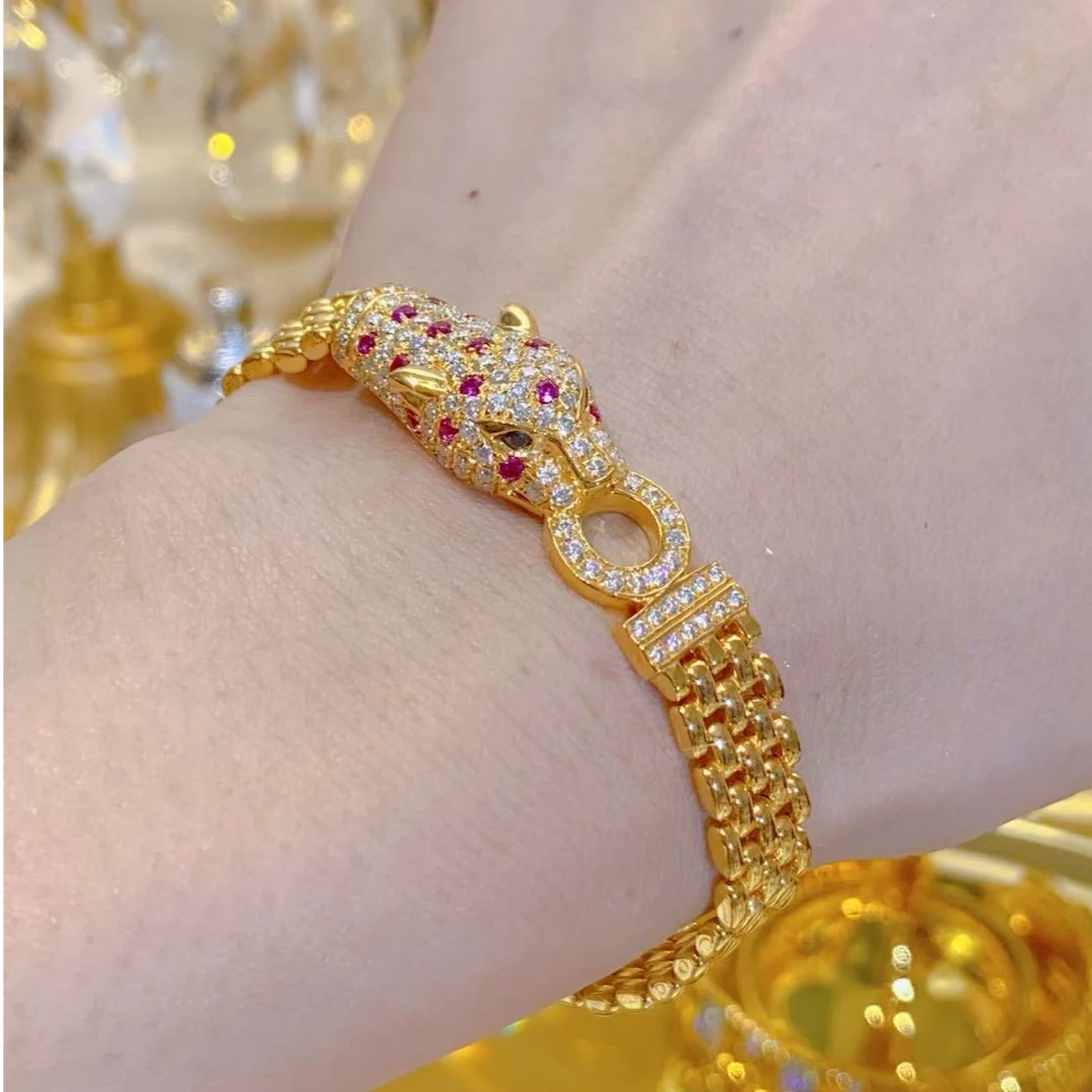 【苏妮法】足金999 豹子手链单头5G镶嵌经典时尚气质精致百搭轻奢