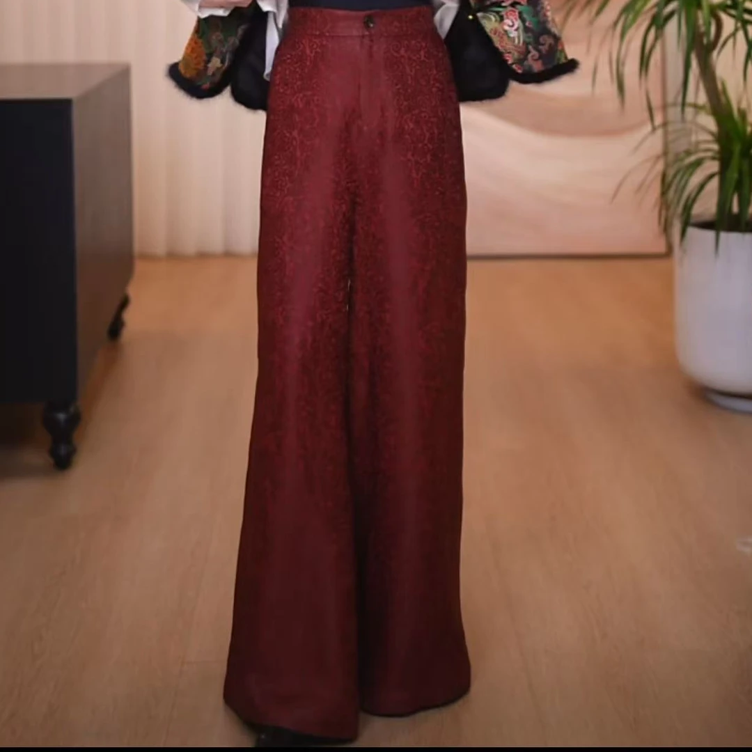 【温妤】新中式香云纱时尚显瘦百搭宽松复古休闲设计师汉服裤子