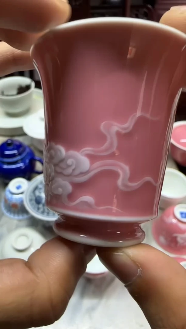 天义华 桃红堆白 玉指蝴蝶闻香杯