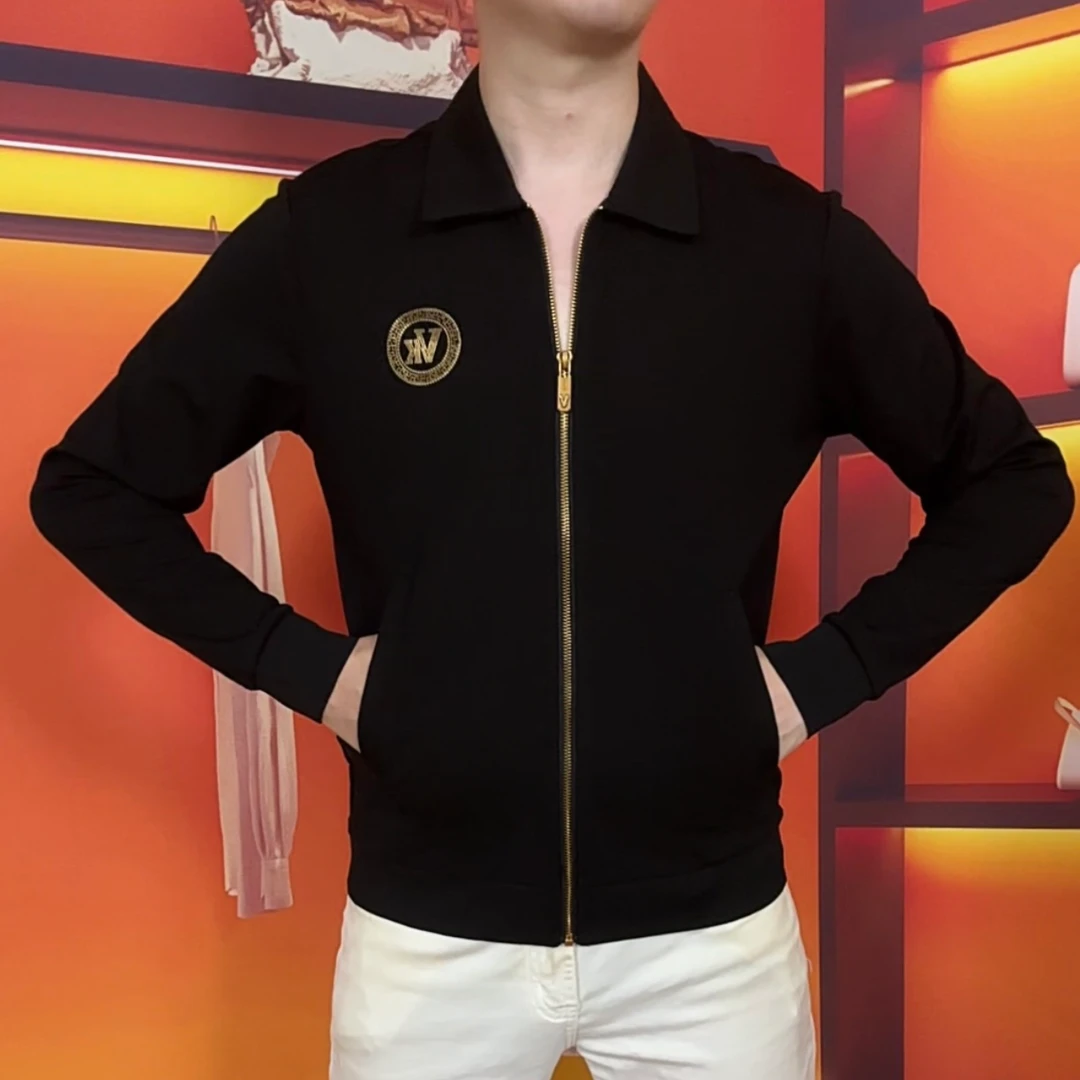 yjfs欧品【顺丰包邮】秋季男士翻领长袖时尚休闲百搭拉链开衫修身77