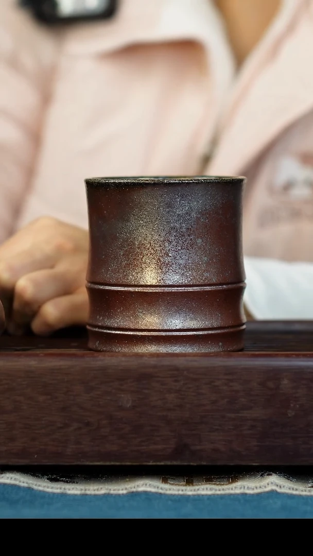 茶壶紫砂柴烧紫砂竹节杯250cc