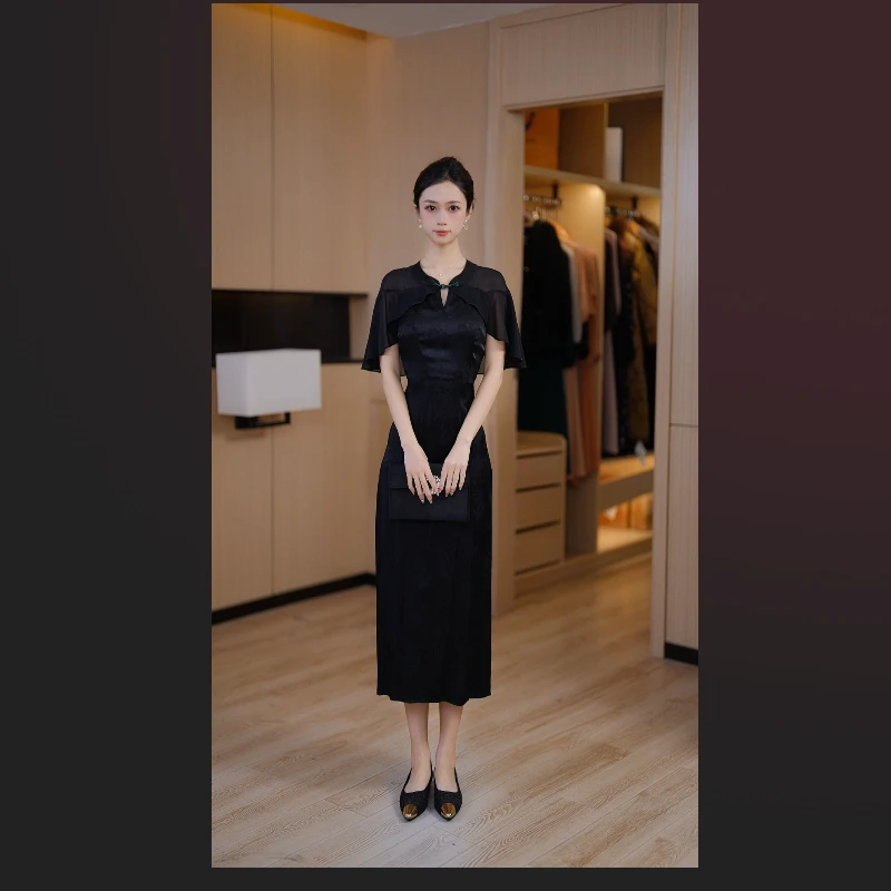 [轻纱抚月]夏季新款气质显瘦时尚连衣裙高贵优雅