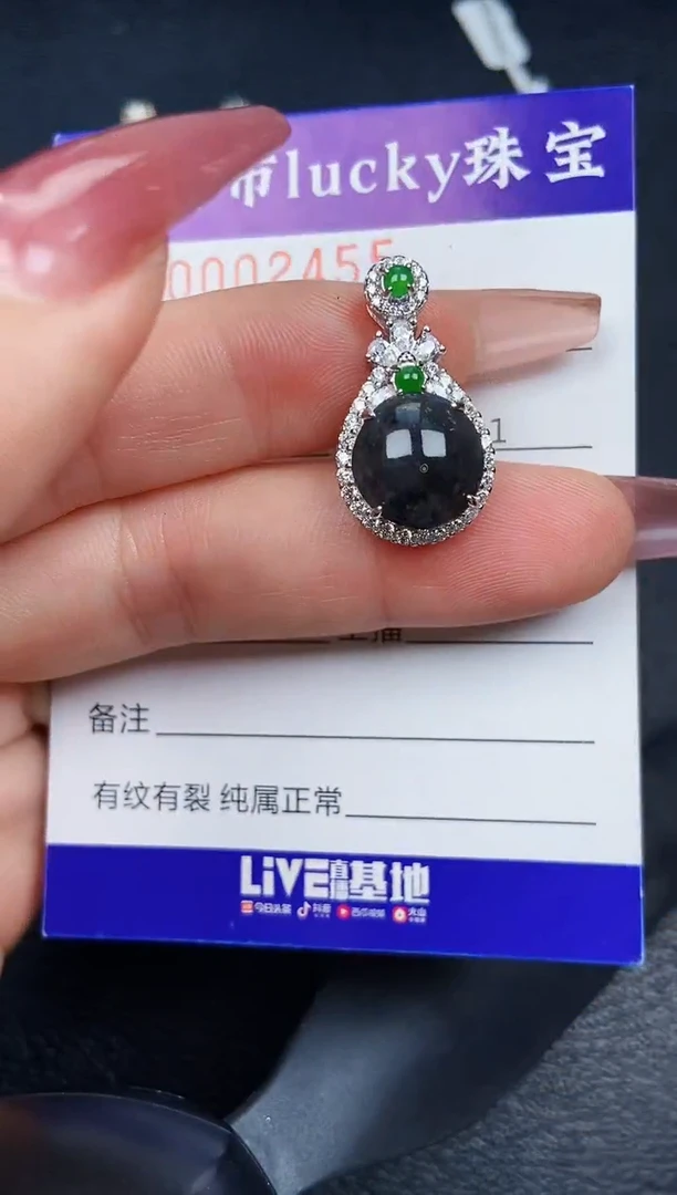 翡翠银S925镶嵌颈饰2455