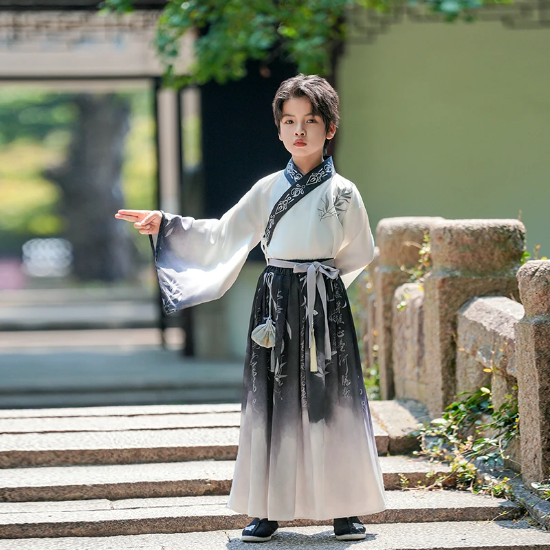 汉服男童夏季款男孩国学古风中秋节六一演出服大袖中国风儿童唐装