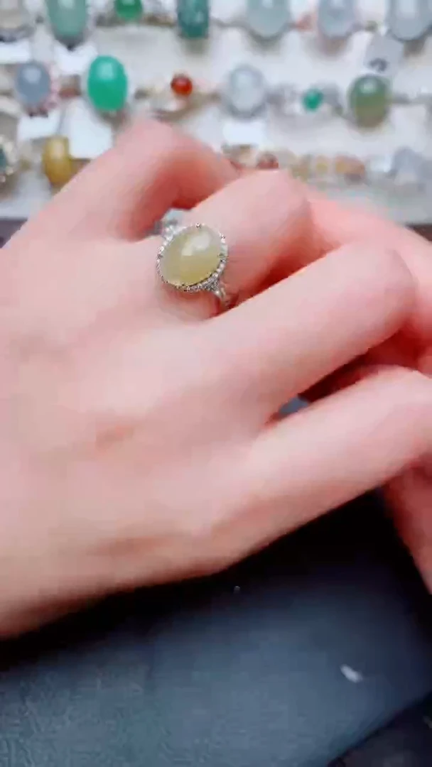 银S925镶嵌戒指翡翠...