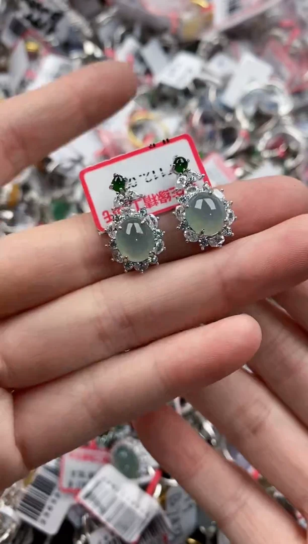 银S925镶嵌戒指翡翠444----9