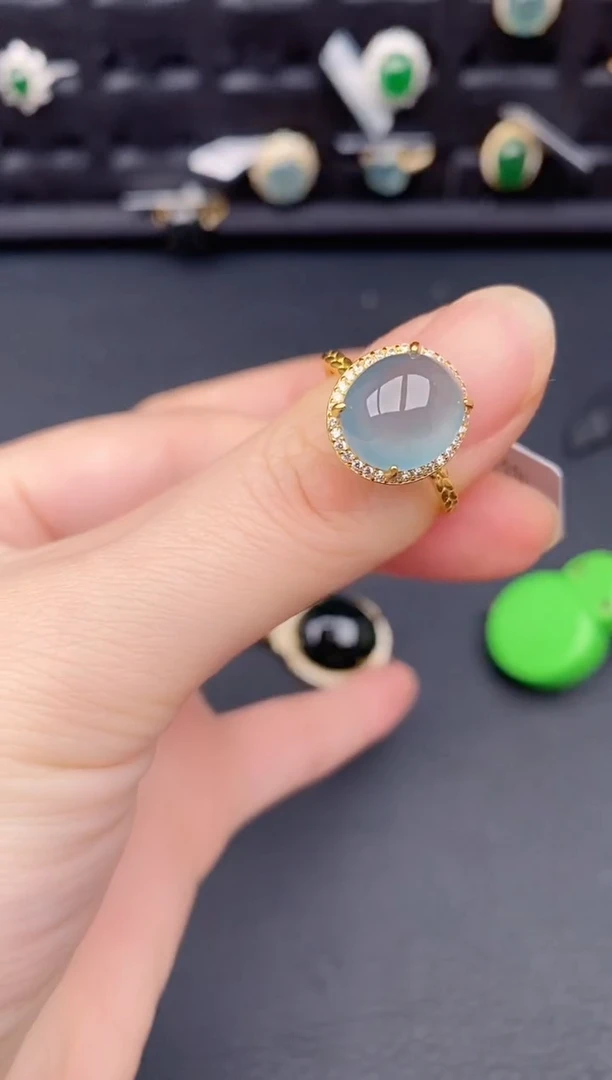 银S925镶嵌戒指翡翠天然a货翡翠297