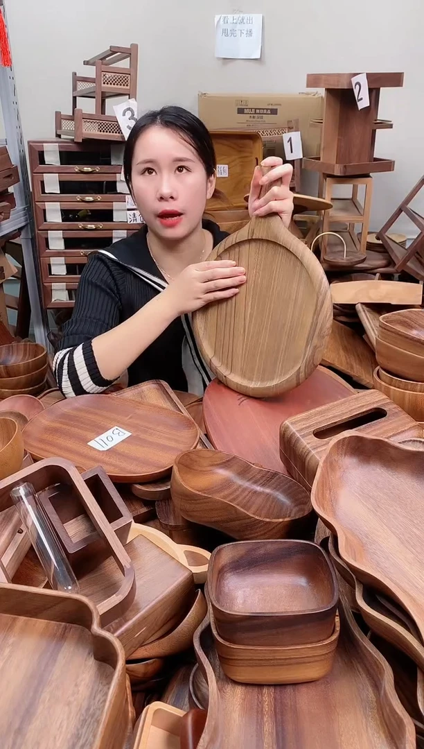 木 斑马木带手柄披萨板40*30*2cm