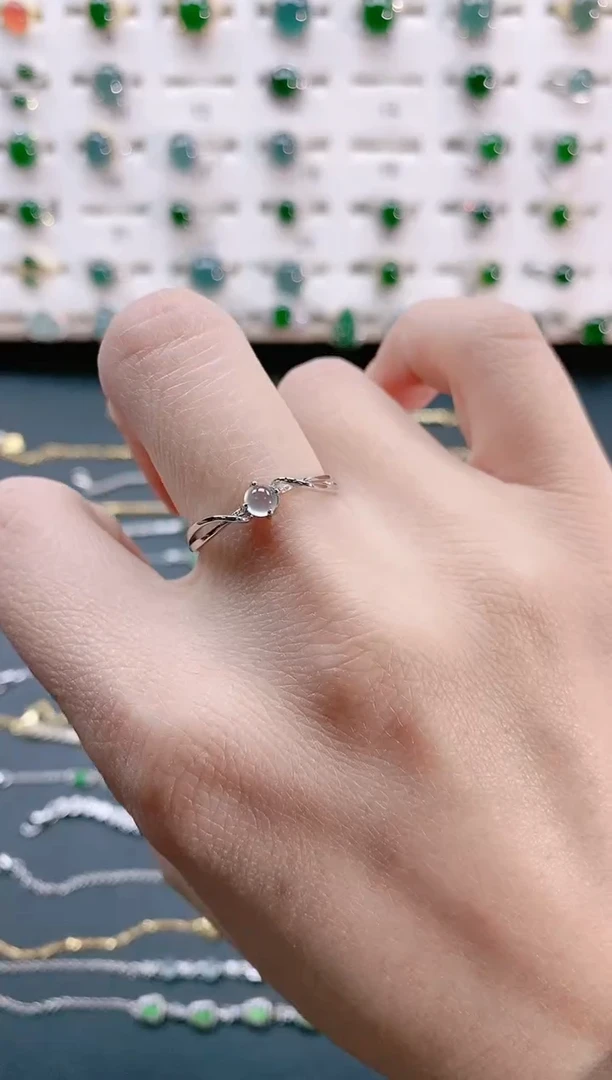 【闪购商品】翡翠戒指银S925镶嵌天然翡翠