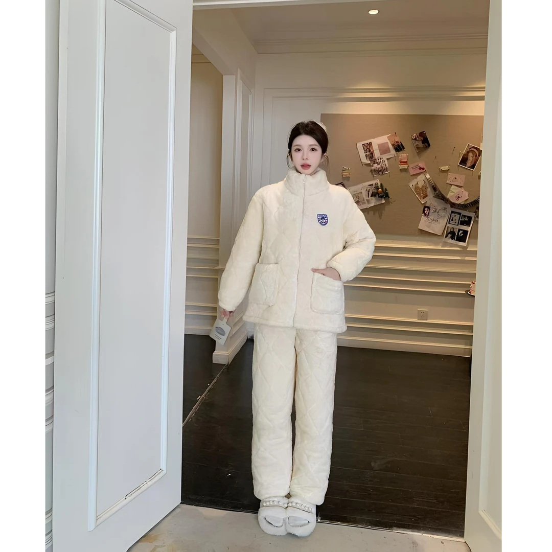 【冬日暖阳2】三层夹棉2025新款韩版网红款显瘦男女同款家居服