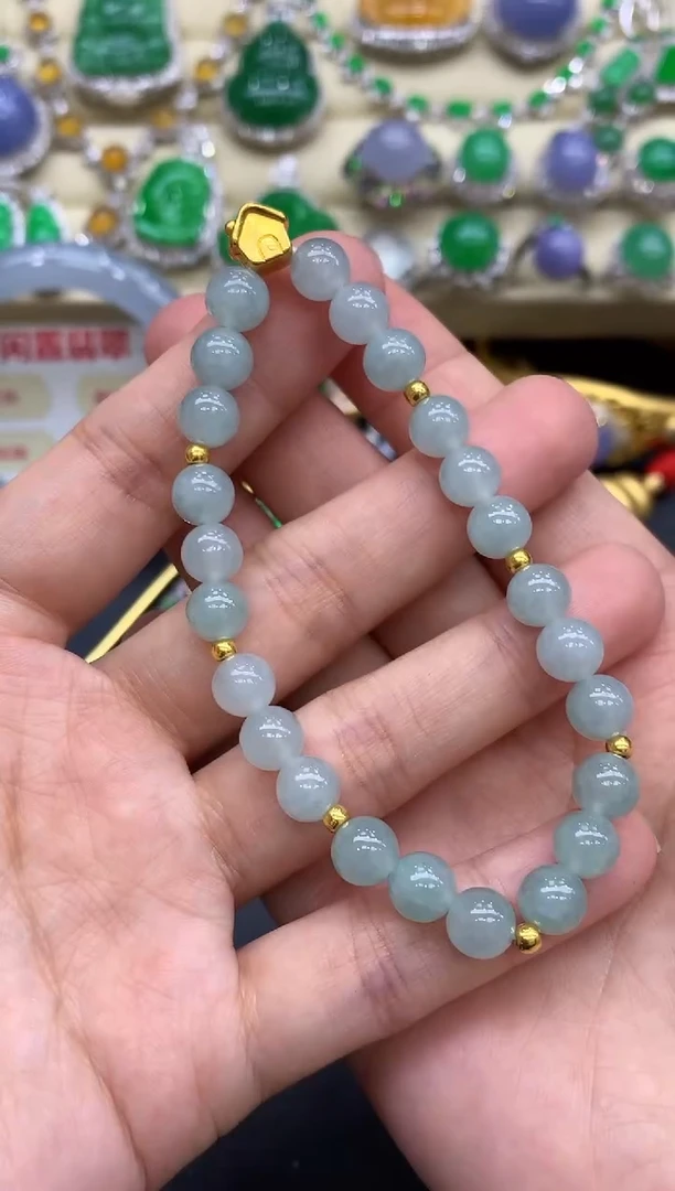 足金镶嵌手链翡翠31-中国好珍宝