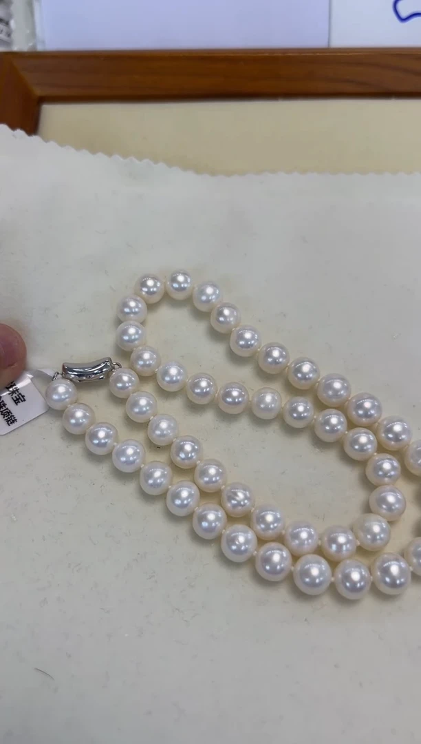 颈饰银S925镶嵌淡水珍珠8.5-9.5无核白珠项链