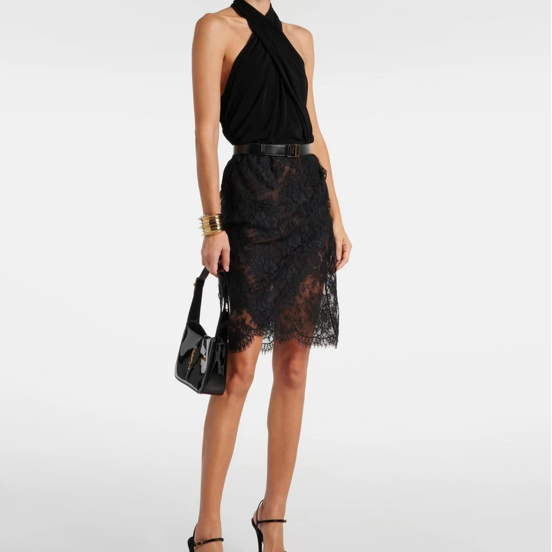 杨树林高级设计款交叉短款抹胸女神显身材褶皱上衣2560