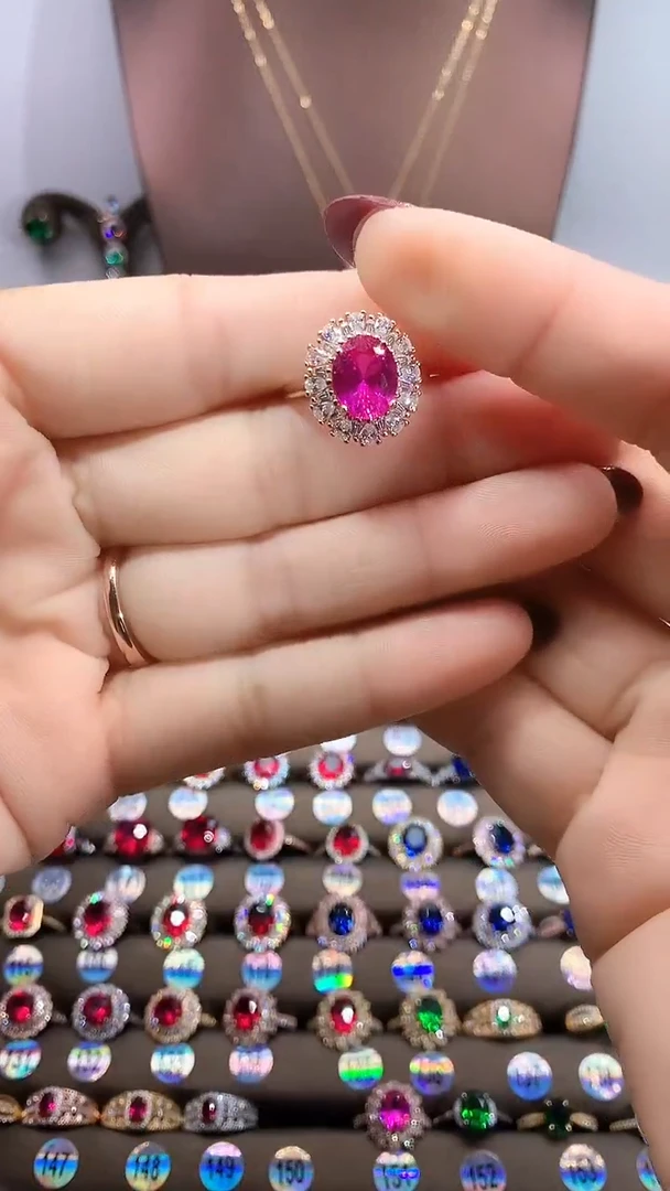 【闪购商品】蓝宝石戒指银S925镶嵌玫瑰金810