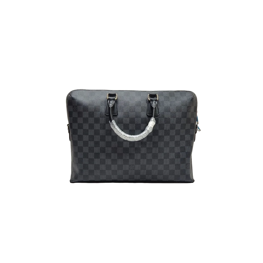 全新未使用 LouisVuitton/路易威登 男士黑棋盘格手提公文包/0660