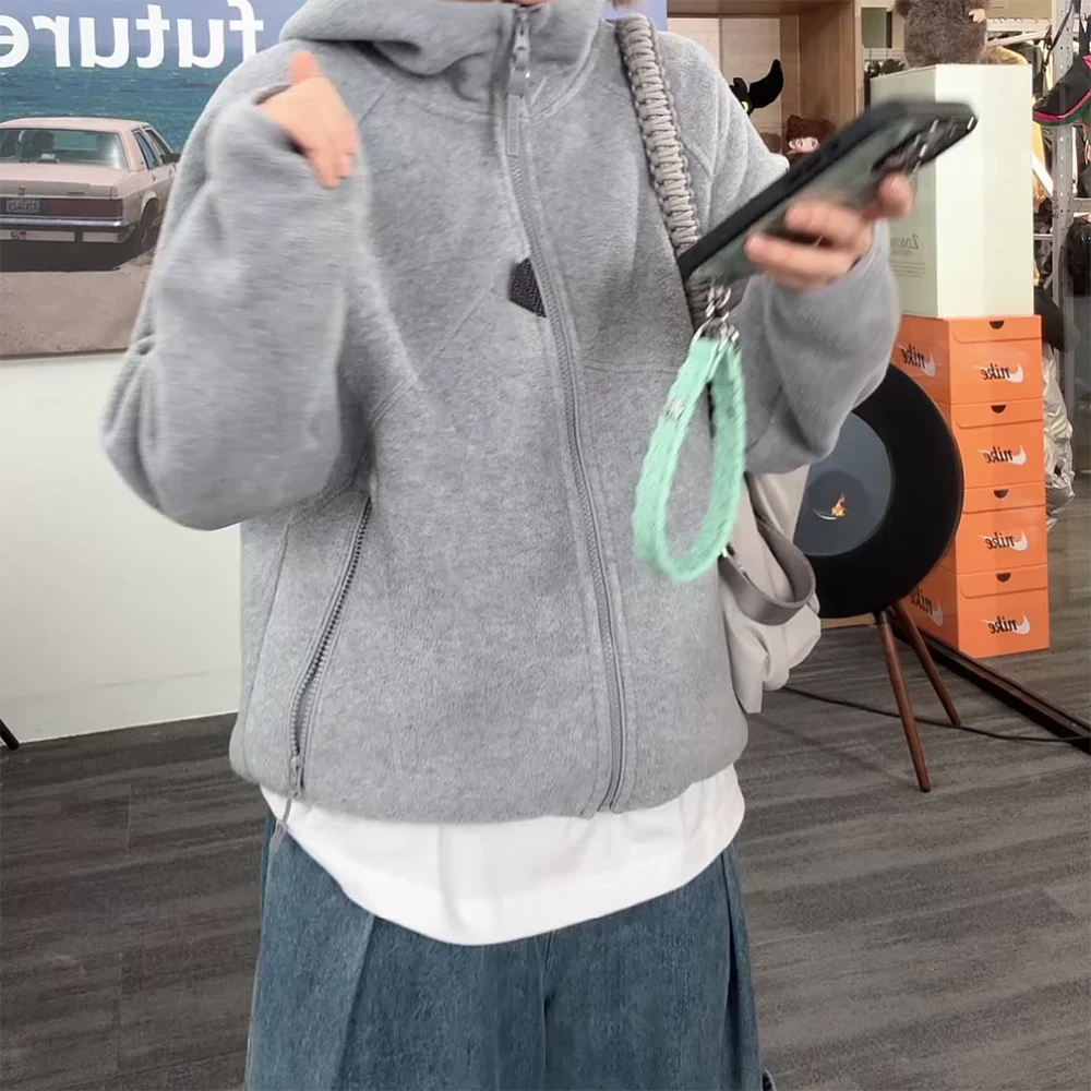 立体剪裁！双重保温【摇粒绒】连帽情侣款卫衣宽松型极简风C6378