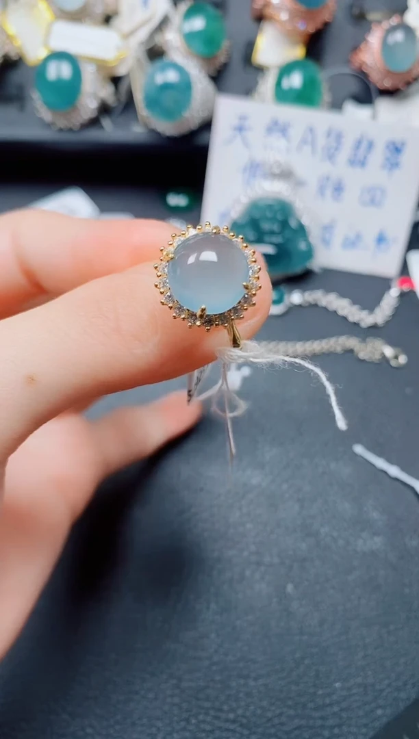 翡翠戒指银S925镶嵌翡翠