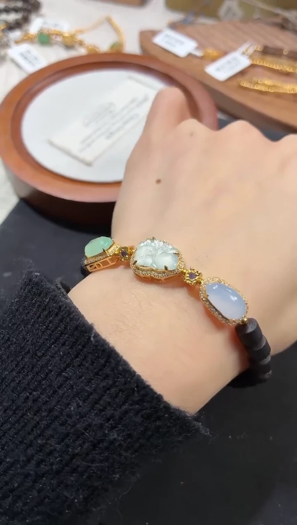 银S925镶嵌手串翡翠手串