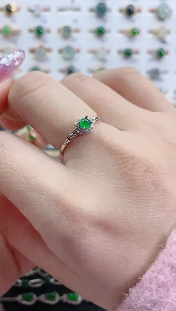 银S925镶嵌戒指翡翠天然翡翠