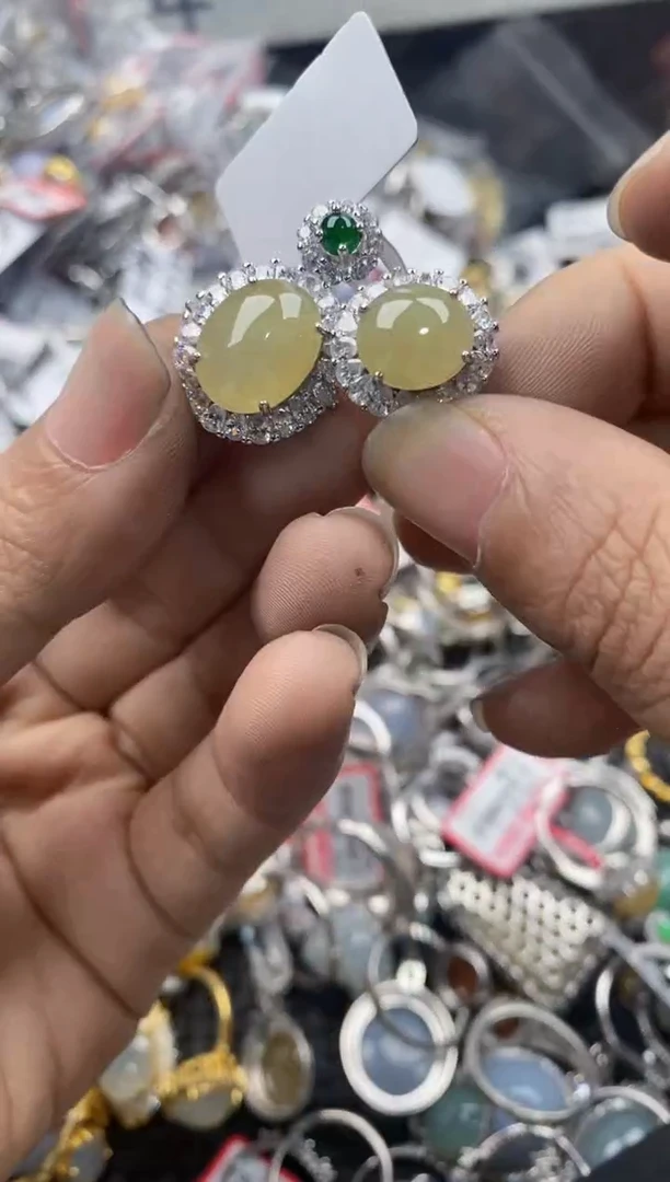 银S925镶嵌戒指翡翠10             7