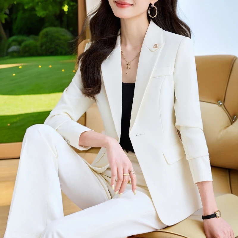 粉色西装套装女2025秋冬新款高级感时尚气质女神范修身显瘦两件套