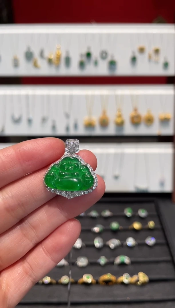 颈饰银S925镶嵌翡翠翡翠佛公