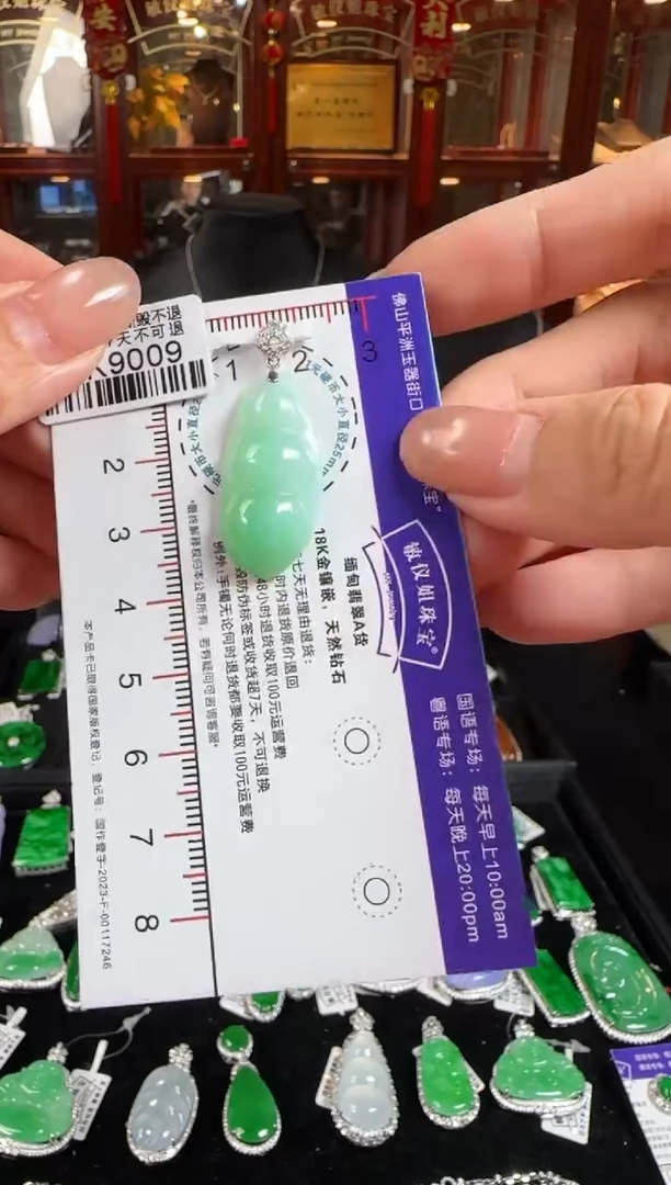 颈饰18K金镶嵌翡翠DK9009富贵豆