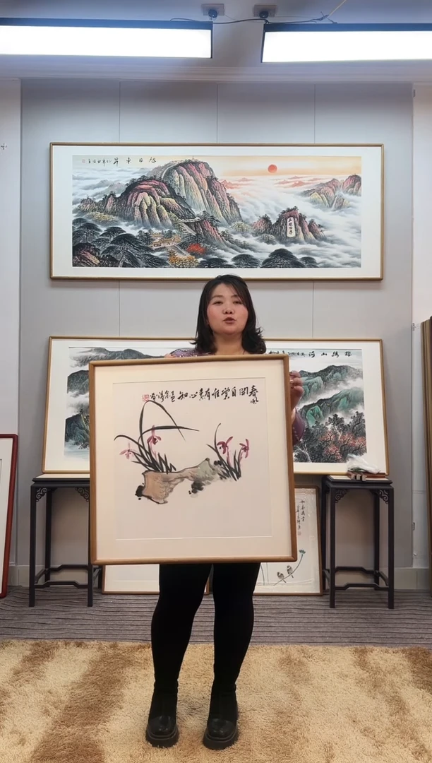 国画手绘兰花62*62尺寸