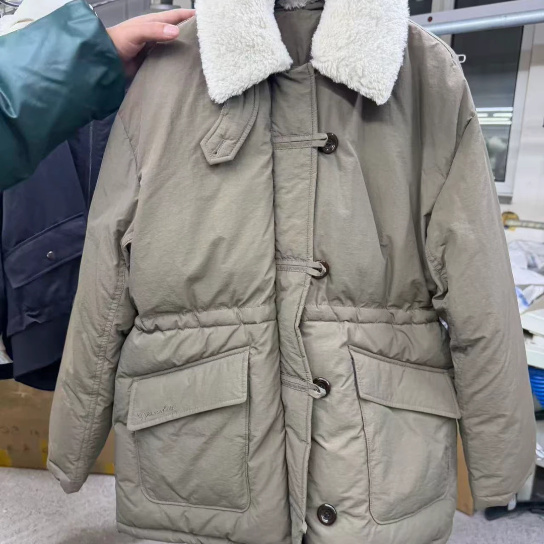 孤品9号中长款翻领落肩袖女优等品时尚加绒韩版女装