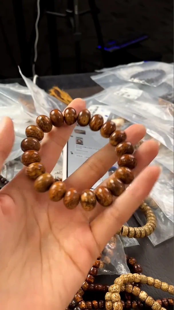 星月菩提手串小*七精工级深珀算盘14*10手串