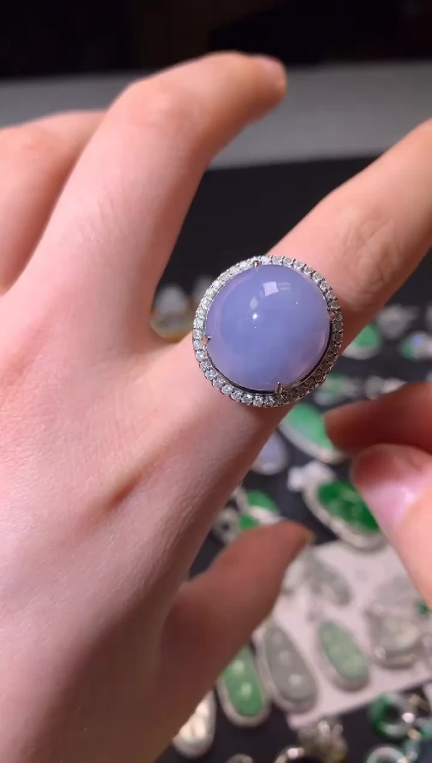 翡翠18K金镶嵌吊坠(不含链)戒指