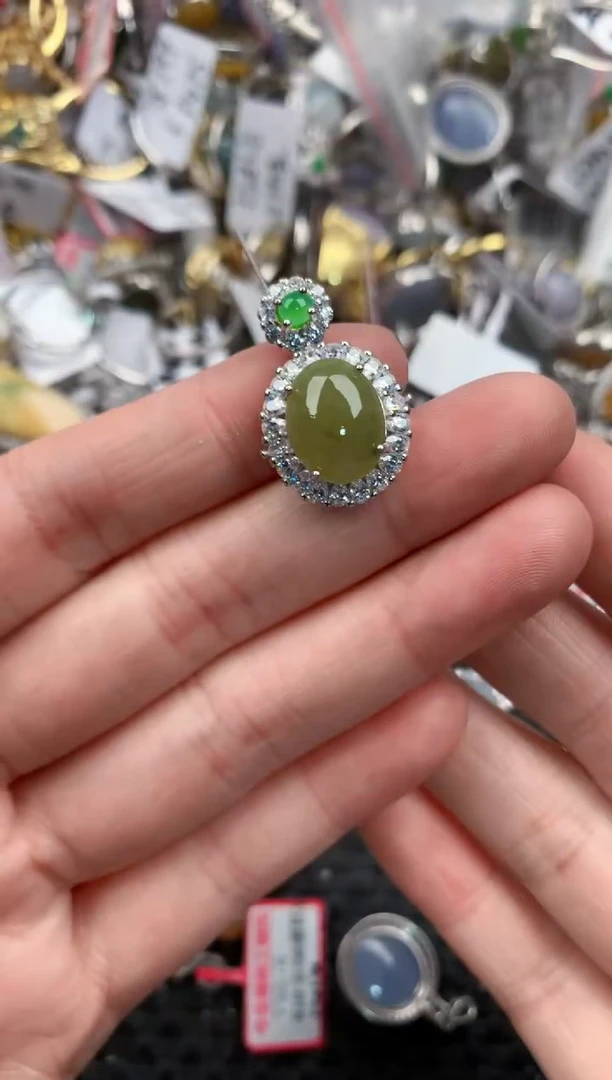 银S925镶嵌戒指翡翠444          7