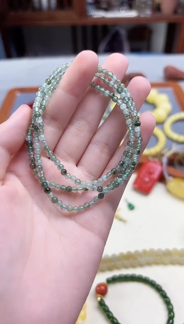 未镶嵌车挂水晶绿发晶小米珠长串ZD