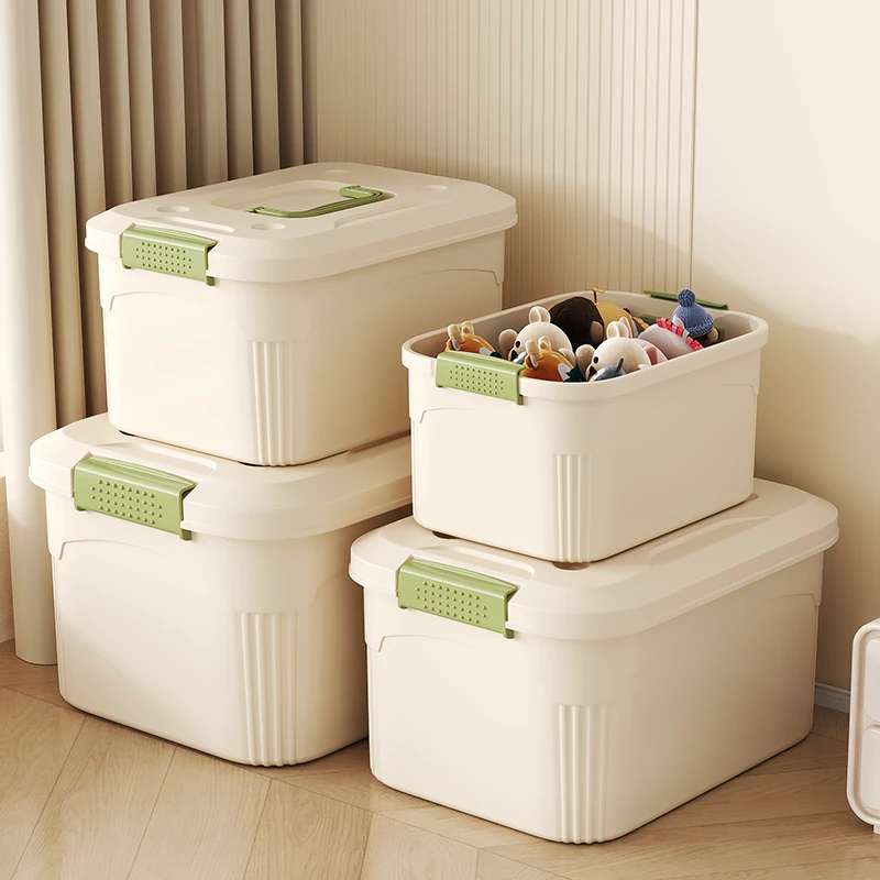 大容量整理箱透明收纳箱衣服衣柜书本零食储物箱整理带盖收纳箱子