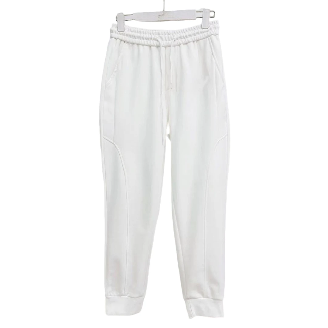 8379-女士（白色）小码刺绣束口棉卫裤