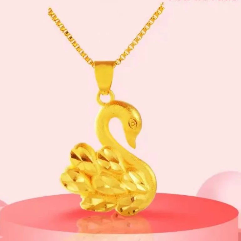 铜合金吊坠 女士精致 天鹅项坠女款精美灵动素链 坠链浪漫