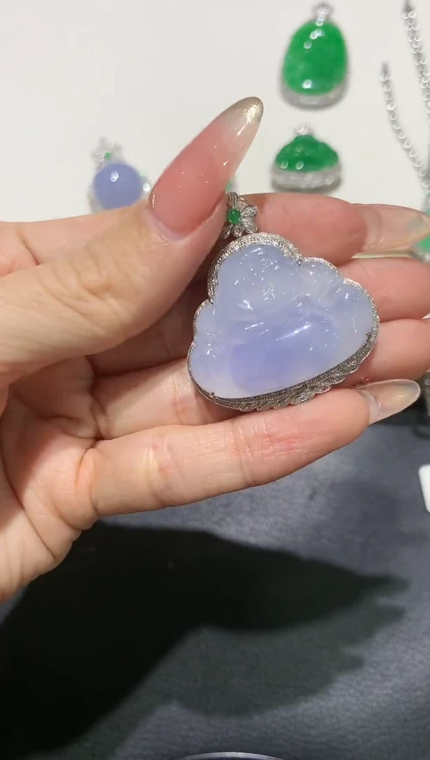 【闪购商品】翡翠吊坠(不含链)18K金镶嵌团购3