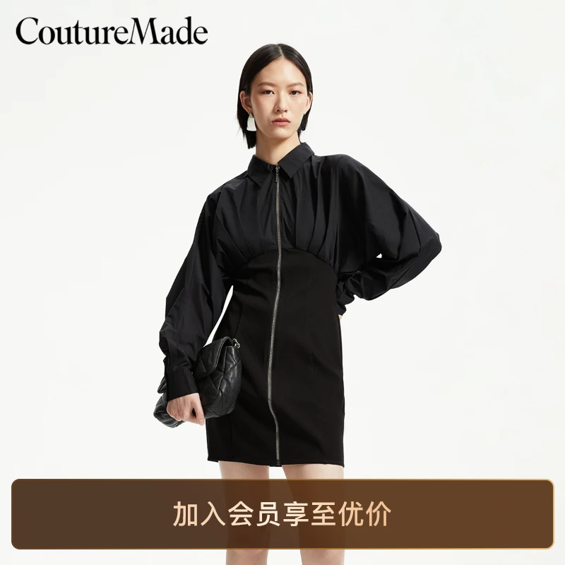 Vero Moda运动风衬衫连衣裙翻领轻奢高级感女装小众裙子流光风