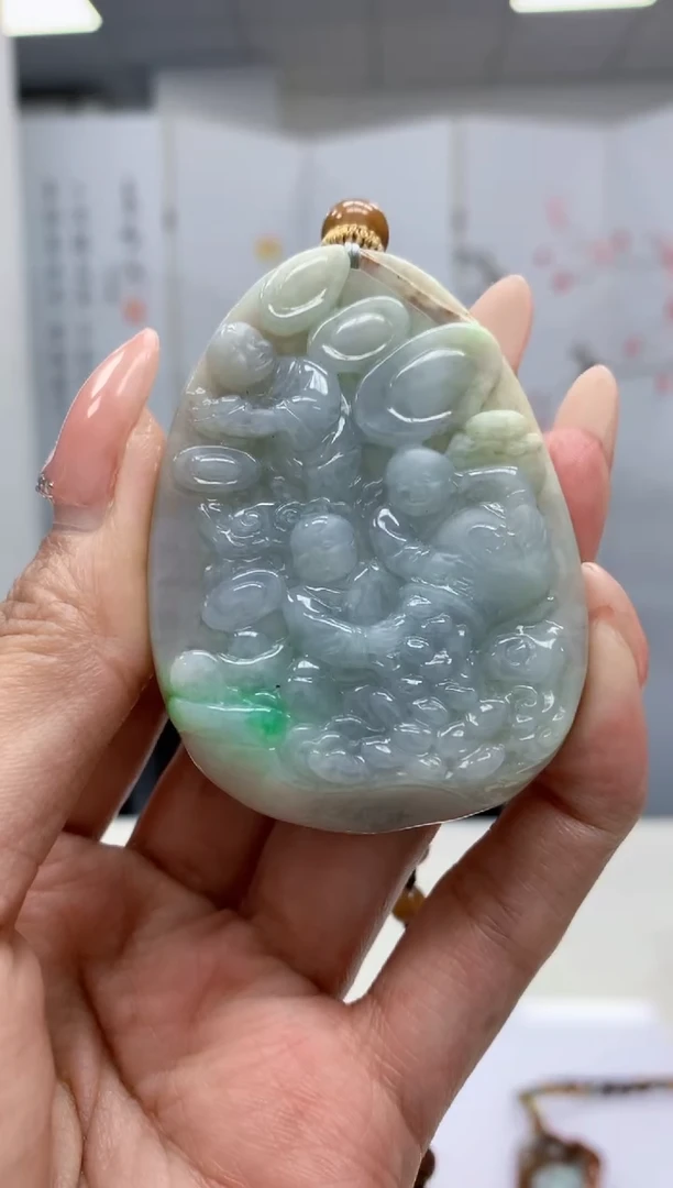 【闪购商品】定制翡翠未镶嵌5060MM-毛货挂件93