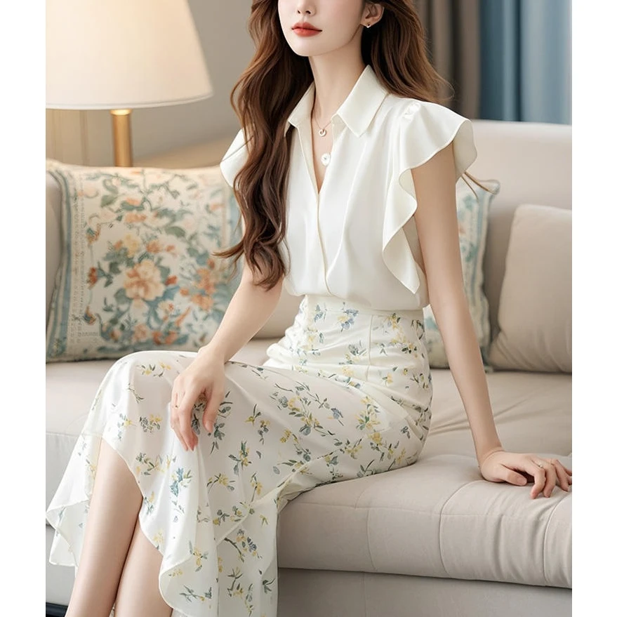 女装碎花半身裙两件套夏装搭配一整套时尚洋气减龄显瘦遮肉小香风